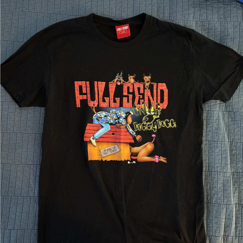 Full Send X Snoop Doggy Dog Black Unique Graphic Tee - Short Sleeve Size L